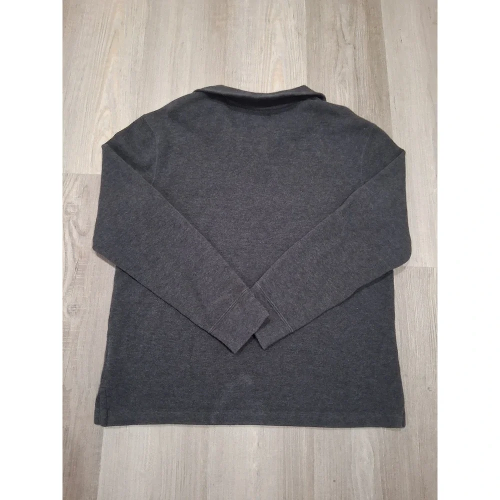 Polo Ralph Lauren Mens Quarter Zip Pullover Sweater Charcoal Gray Cotton Medium